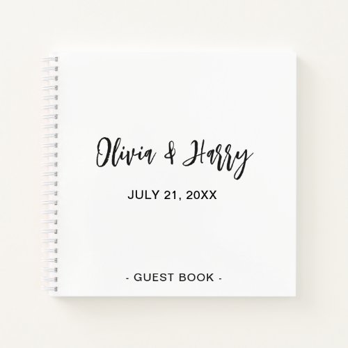 Simple Elegant Wedding Guest Book  Black White