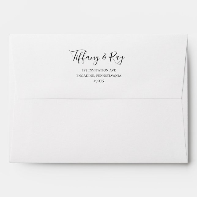 Simple Elegant Wedding Invitation Envelope (Back (Top Flap))