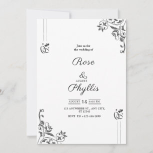 Simple elegant wedding invitation in gray with fl