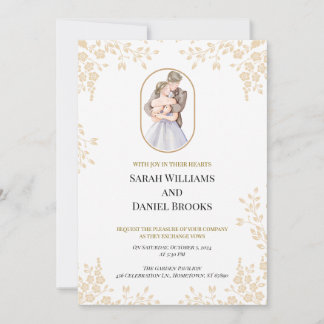 Simple Elegant Wedding Invitation with Delicate Le