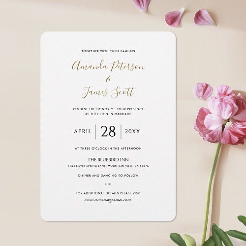 Simple Elegant Wedding Invite Template with Gold