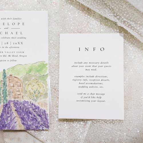 Simple Elegant Wedding Lavender Back Info Enclosure Card