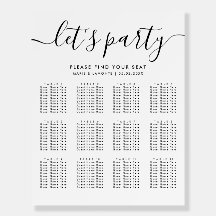 Simple Elegant Wedding Let's Party Seating Chart