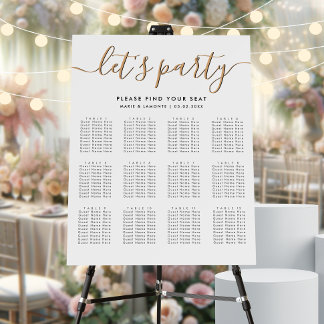 Simple Elegant Wedding Let's Party Seating Chart Foam Board