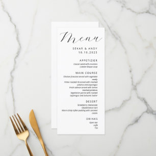 Simple elegant wedding menu