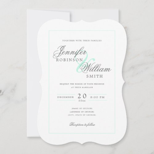 Simple Elegant Wedding Mint Script Invitation