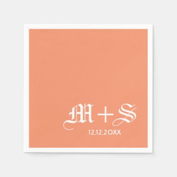 Simple Elegant Wedding Monograms Orange Paper Napkins by InitialsMonogram at Zazzle