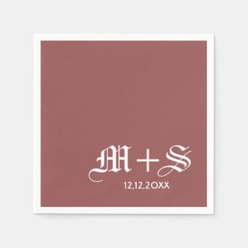 Simple Elegant Wedding Monograms Wine Red Paper Napkins by InitialsMonogram at Zazzle