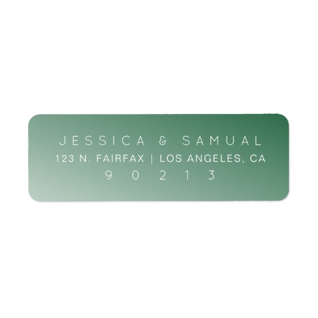 Simple Elegant Wedding Ombre Green Return Address Label (Front)