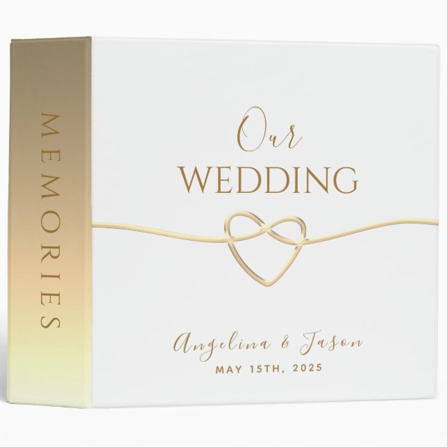 Simple Elegant Wedding Photo Album 3 Ring Binder (Front/Spine)