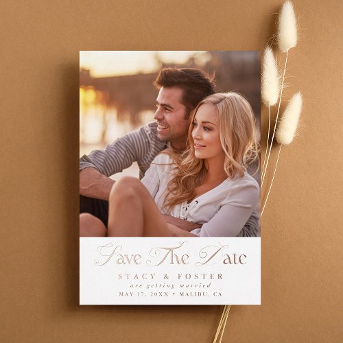 Simple Elegant Wedding Photo Save the Date  Foil Invitation