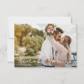 Simple Elegant Wedding Photo Thank You Card