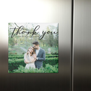 Simple Elegant Wedding Photo Thank You Magnet