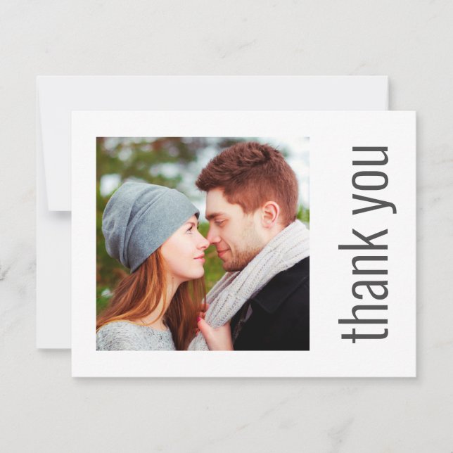 Simple Elegant Wedding Photo Thank You Note Card (Front)
