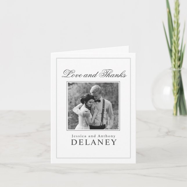 Simple Elegant Wedding Photo Thank You Notes (Front)