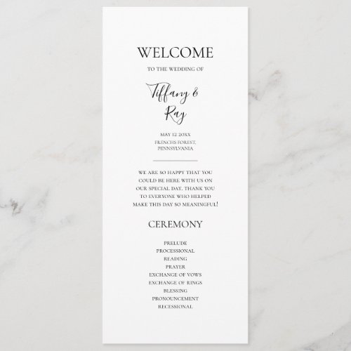 Simple Elegant Wedding Program