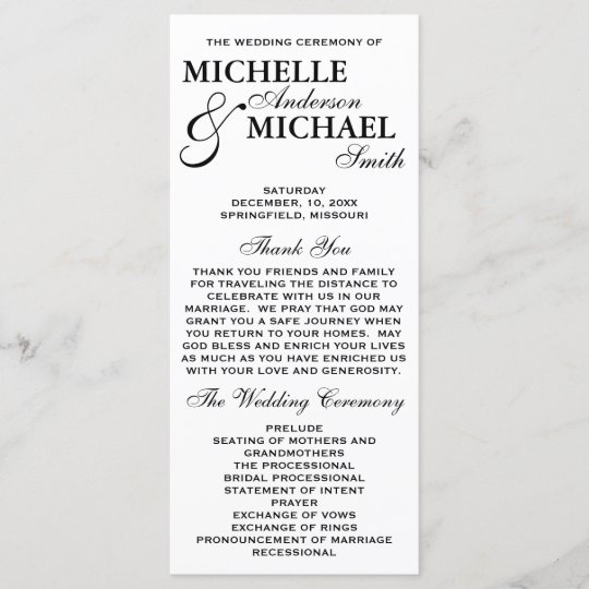 Simple Elegant Wedding Program Zazzle Simple Elegant Wedding Program