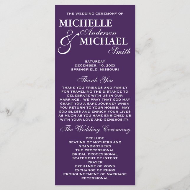 Simple Elegant Wedding Program (Front)