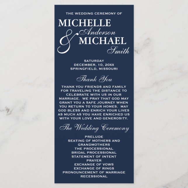 Simple Elegant Wedding Program (Front)