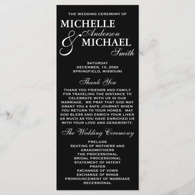 Simple Elegant Wedding Program (Front)