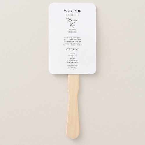 Simple Elegant Wedding Program Hand Fan