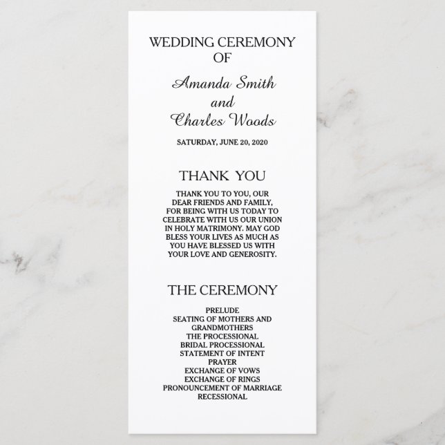 Simple Elegant Wedding Programs (Front)