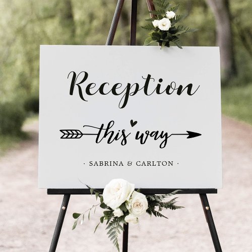 Simple Elegant Wedding Reception Direction Canvas - Add a touch of elegance and personalization to your wedding with our this "wedding direction sign canvas print." Not only will this sign guide your guests to the right location, but it will also enhance the overall aesthetic of your special day. You have the flexibility to choose your own text and customize the font style and color to perfectly match the theme of your wedding. Make your celebration even more memorable with this beautiful and unique direction sign.