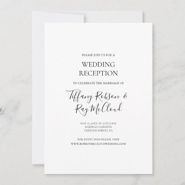 Simple Elegant Wedding Reception Invitation (Front)