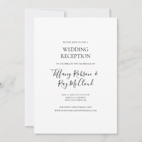Simple Elegant Wedding Reception Invitation