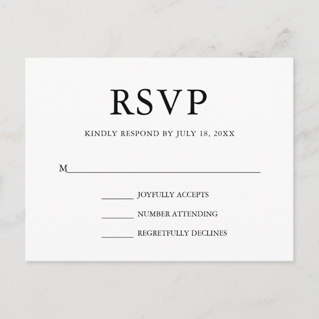 Simple Elegant Wedding RSVP Invitation Postcard (Front)
