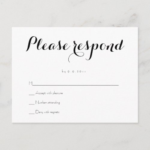 Simple elegant wedding rsvp postcards