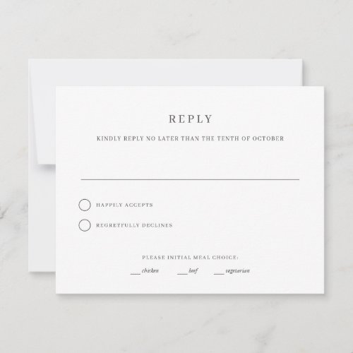 Simple  Elegant Wedding RSVP Reply Card