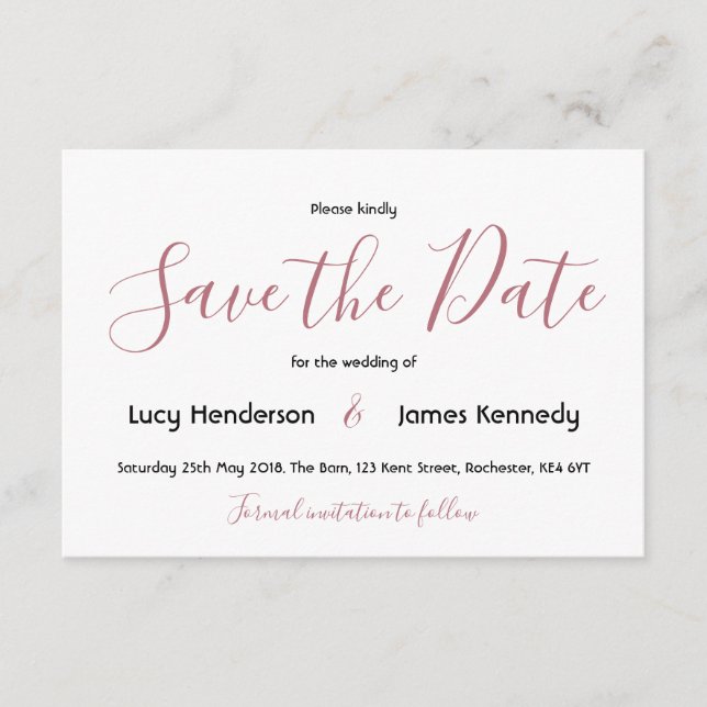 Simple Elegant Wedding Save the Date Enclosure Card (Front)