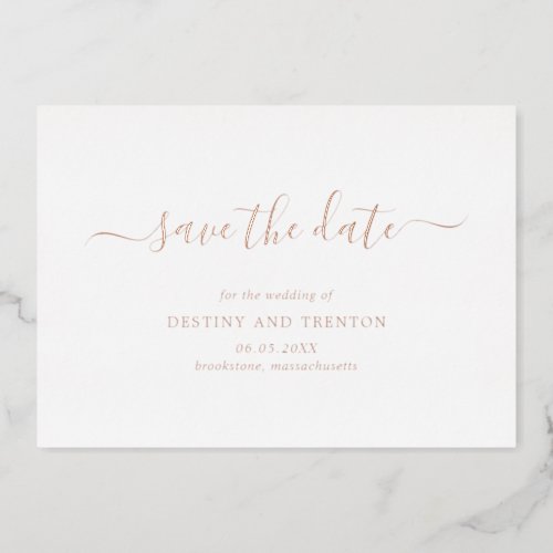 Simple Elegant Wedding Save The Date Foil Invitation