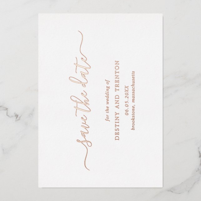 Simple Elegant Wedding Save The Date Foil Invitation (Front)