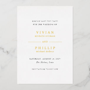 Simple Elegant Wedding Save the Date Foil Invitation
