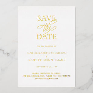 Simple Elegant Wedding Save the Date Gold Foil Invitation