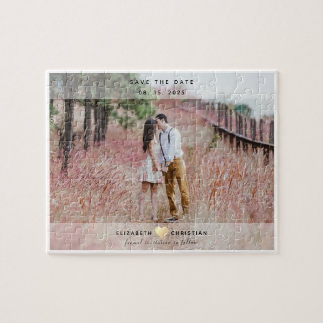 Simple Elegant Wedding Save The Date Invitation Jigsaw Puzzle (Horizontal)
