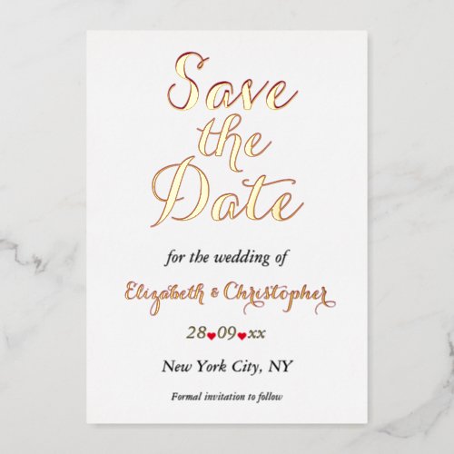 Simple Elegant Wedding Save the Date Rose Gold Foil Invitation