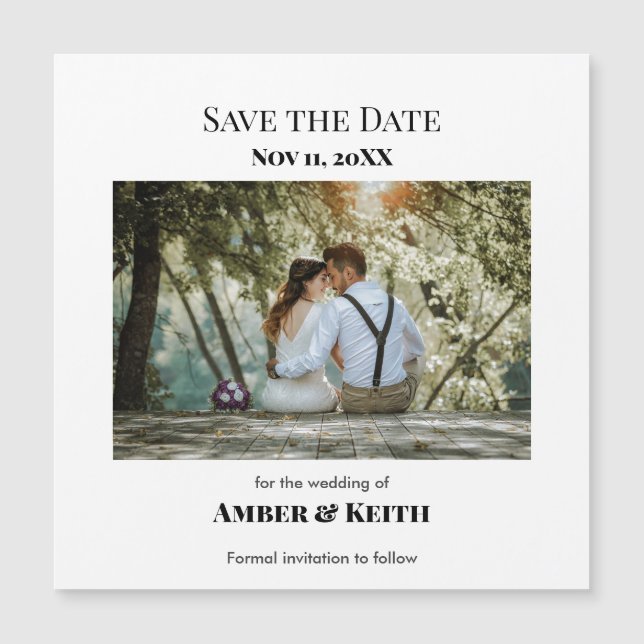Simple Elegant Wedding Save The Date White Back (Front)