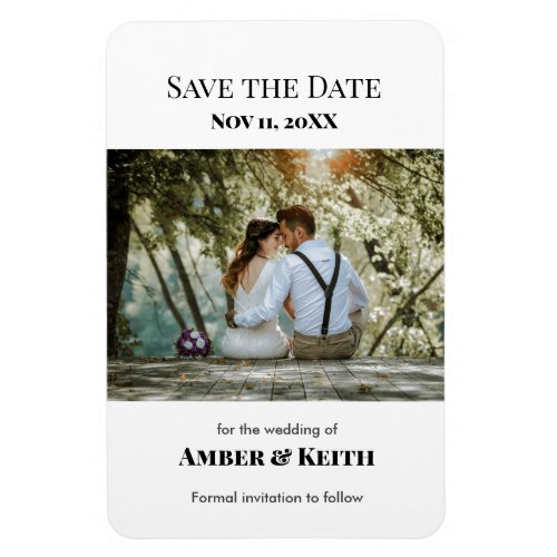 Simple Elegant Wedding Save The Date White Magnet