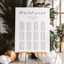 Simple elegant wedding seating chart foam board