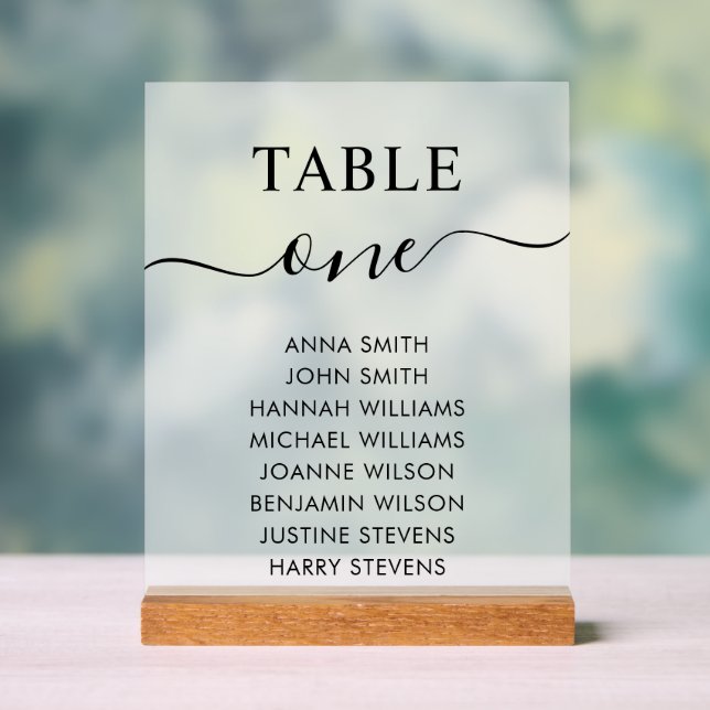 Simple Elegant Wedding Seating Chart Table Number  (Neutral)