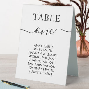 Simple Elegant Wedding Seating Chart Table Number  Table Tent