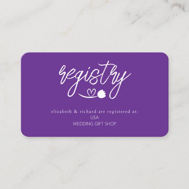 Simple Elegant Wedding Shower Gift Registry Enclosure Card (Front)