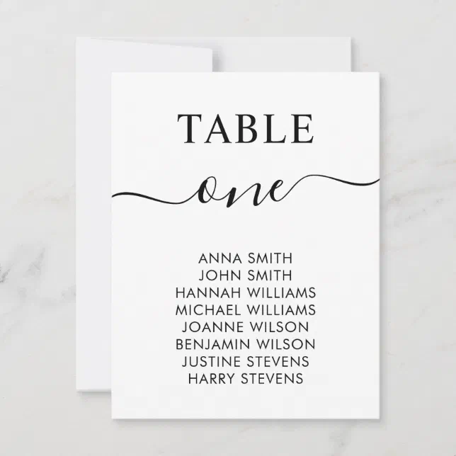 Simple Elegant Wedding Table Number Seating Chart | Zazzle