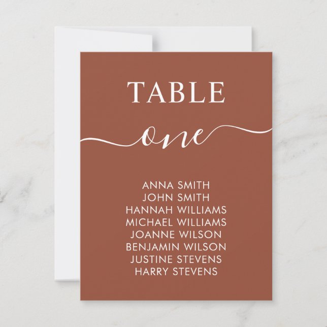Simple Elegant Wedding Table Number Seating Chart (Front)
