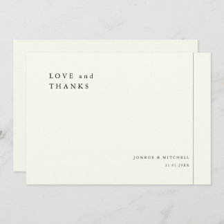 Simple Elegant Wedding Thank You Card With Note