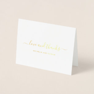 Simple Elegant Wedding Thank You Foil Card