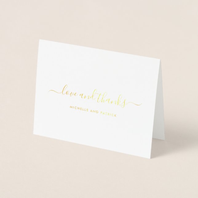 Simple Elegant Wedding Thank You Foil Card (Front)